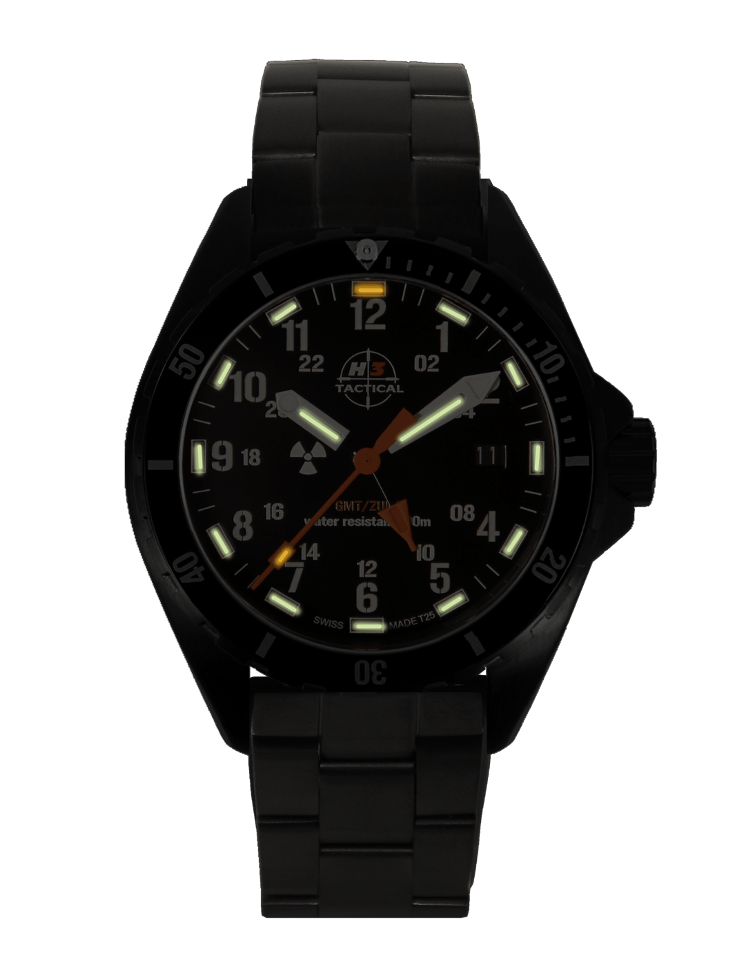 H3TACTICAL Trooper Diver GMT H3 Uhr mit Edelstahlband