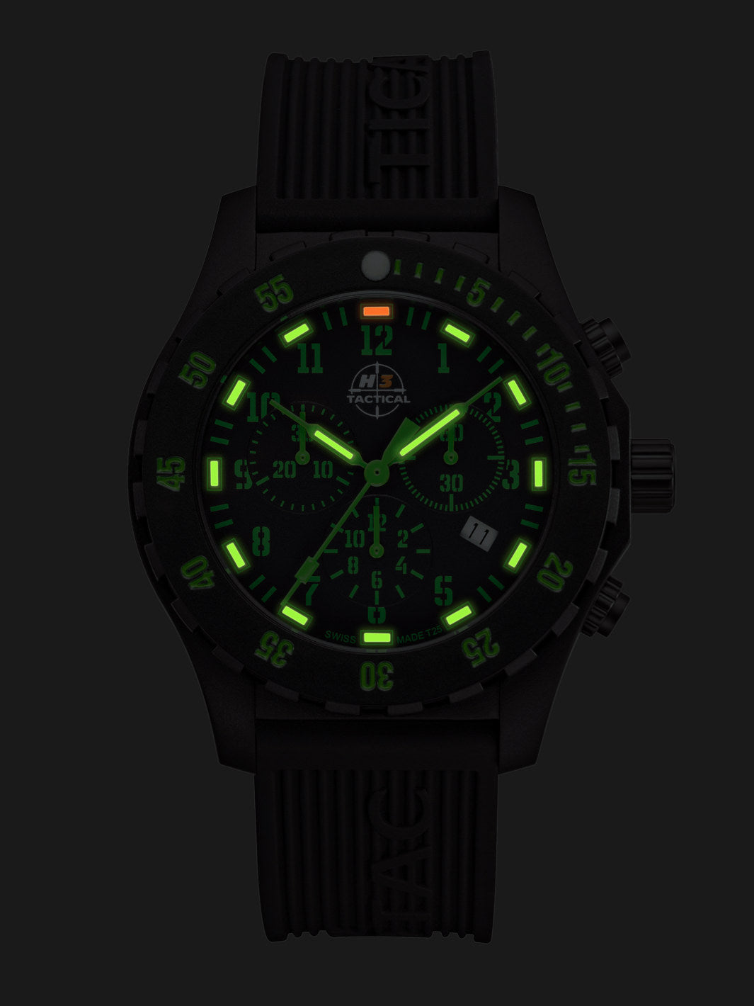 H3TACTICAL Trooper Carbon Green Chronograph H3 Uhr mit Silikonband
