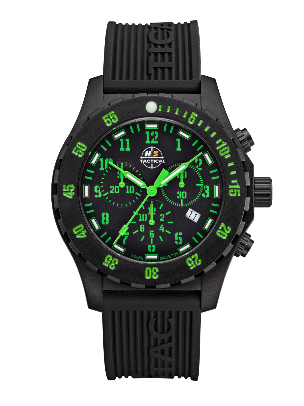 H3TACTICAL Trooper Carbon Green Chronograph H3 Uhr mit Silikonband