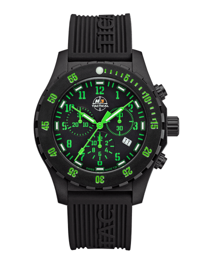 H3TACTICAL Trooper Carbon Green Chronograph H3 Uhr mit Silikonband