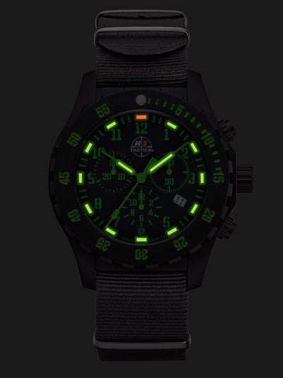 H3TACTICAL Trooper Carbon Green Chronograph H3 Uhr mit Natoband