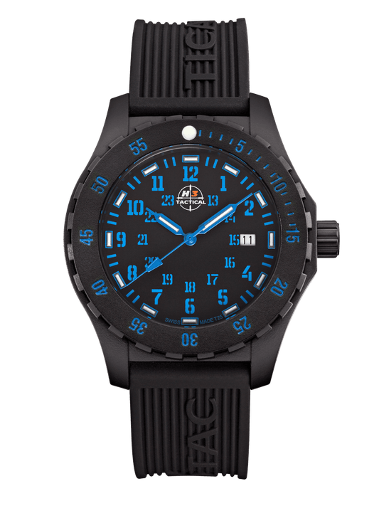 H3TACTICAL Trooper Carbon Blue H3 Uhr mit Silikonband