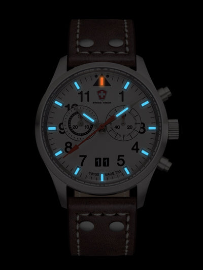 SWISS TIMER Aviation H3 Uhr Chronograph mit Lederband