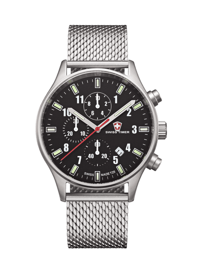 SWISS TIMER Classic H3 Uhr Chronograph mit Edelstahlband