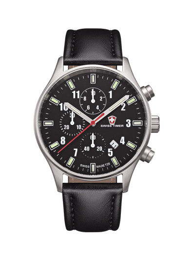 SWISS TIMER Classic H3 Uhr Chronograph mit Lederband