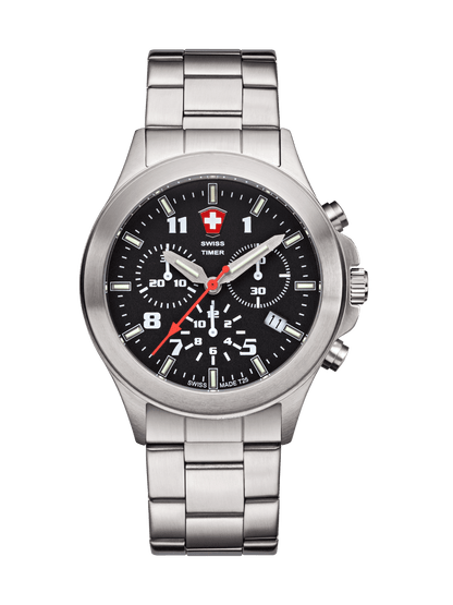 SWISS TIMER Classic H3 Uhr Chronograph mit Edelstahlband