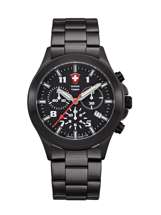 SWISS TIMER Classic H3 Uhr Chronograph mit Edelstahlband