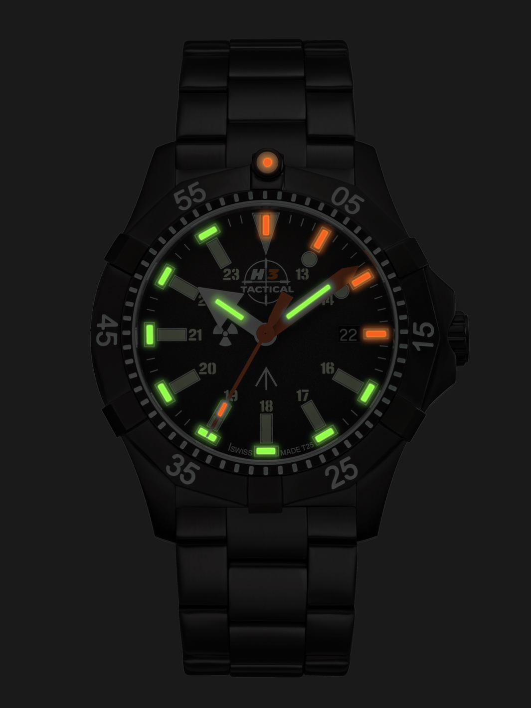 H3TACTICAL Commander Diver H3 Uhr mit Edelstahlband