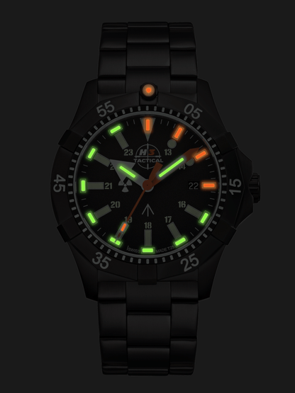 H3TACTICAL Commander Diver H3 Uhr mit Edelstahlband