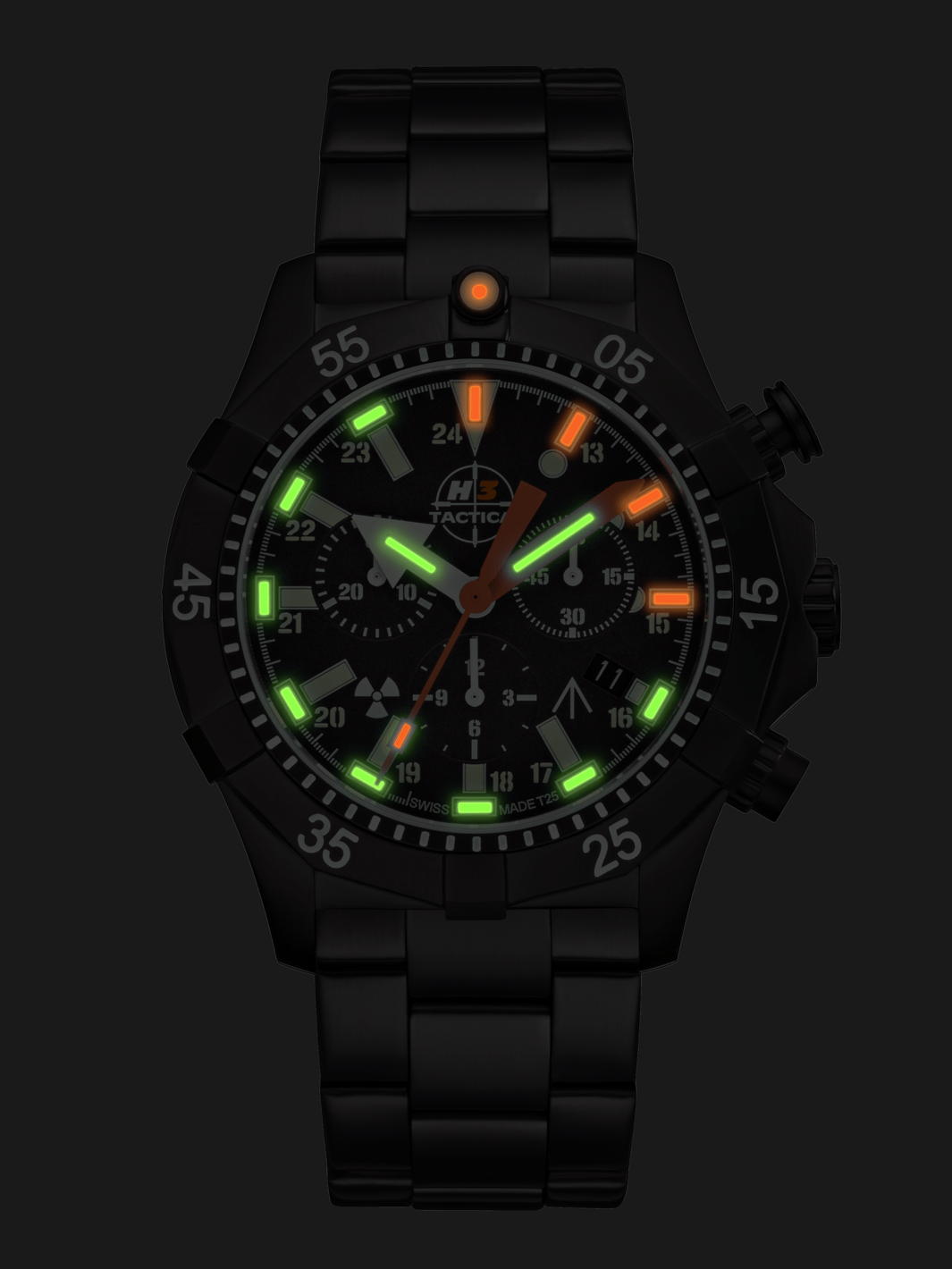 H3TACTICAL Commander Diver Chronograph H3 Uhr mit Edelstahlband