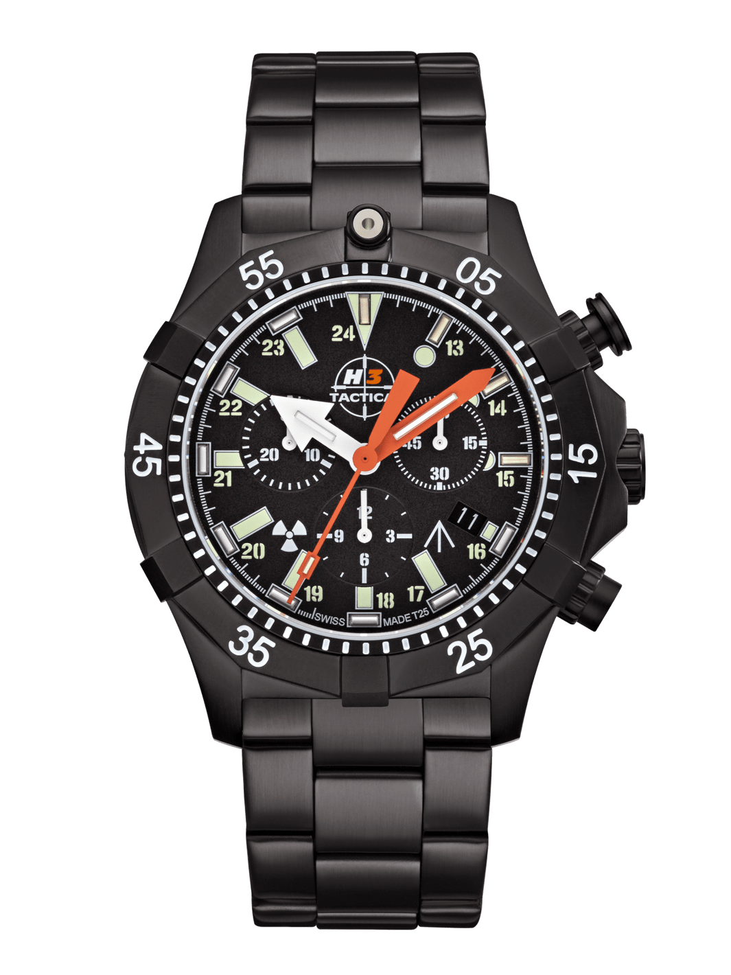 H3TACTICAL Commander Diver Chronograph H3 Uhr mit Edelstahlband