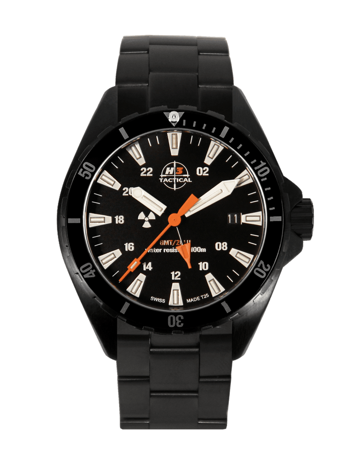 H3TACTICAL Trooper Diver GMT H3 Uhr mit Edelstahlband