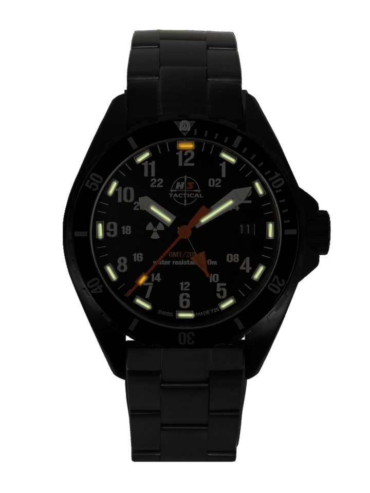 H3TACTICAL Trooper Diver GMT H3 Uhr mit Edelstahlband