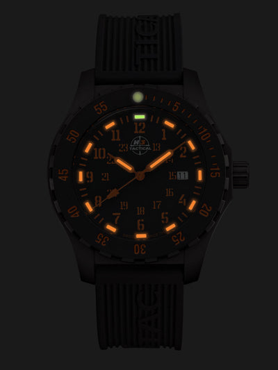H3TACTICAL Trooper Carbon Orange H3 Uhr mit Silikonband + 2 Ersatzbänder