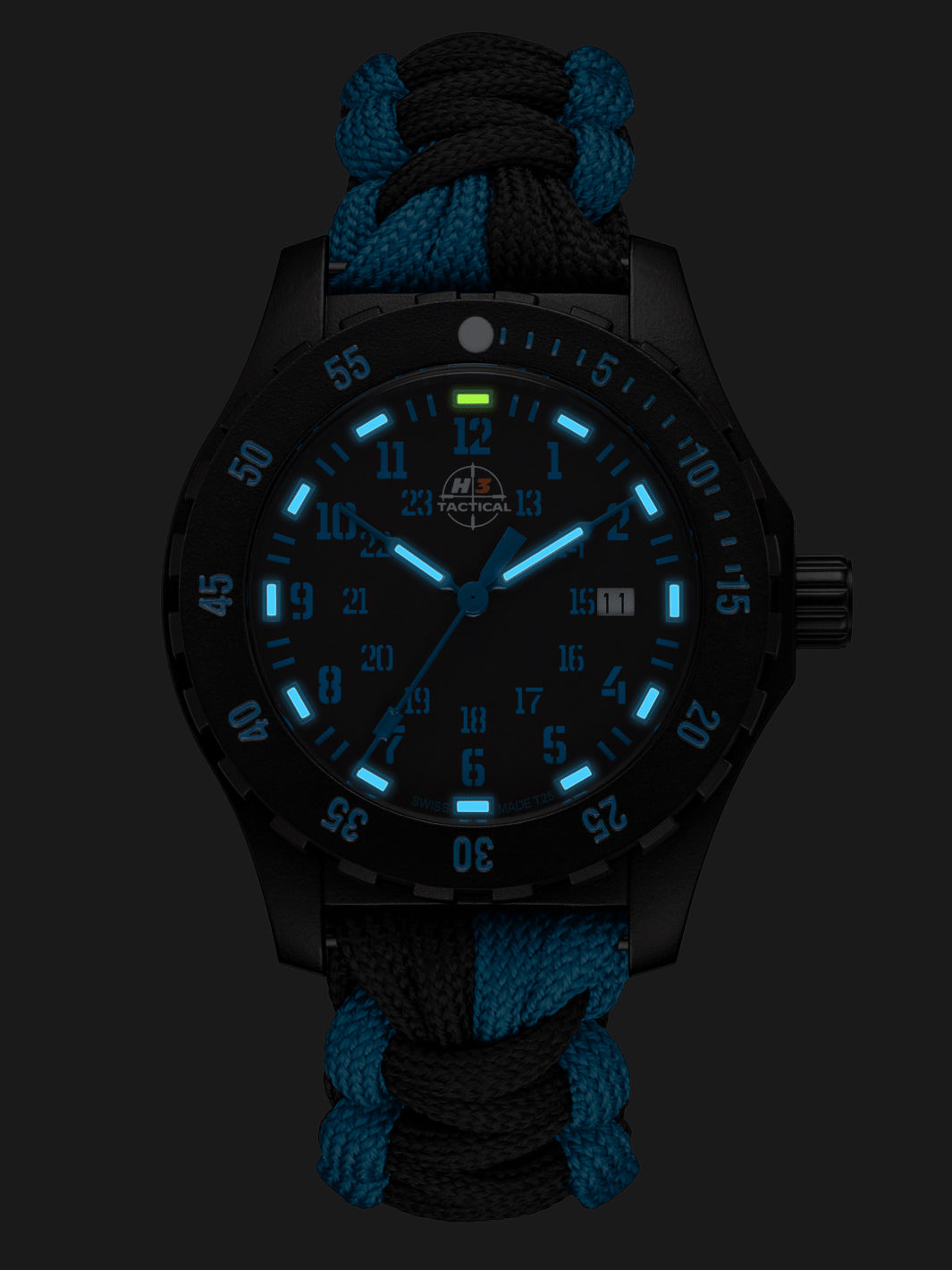 H3TACTICAL Trooper Carbon Blue H3 Uhr mit Paracordband