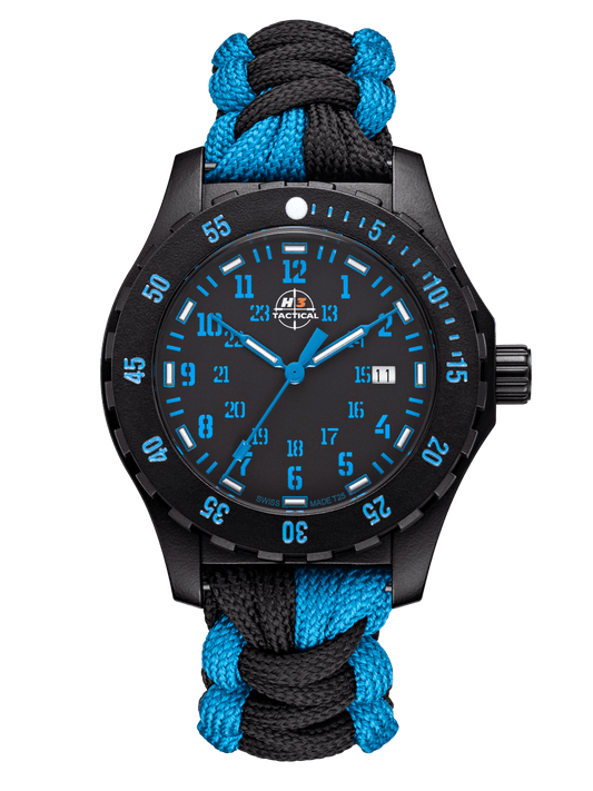 H3TACTICAL Trooper Carbon Blue H3 Uhr mit Paracordband