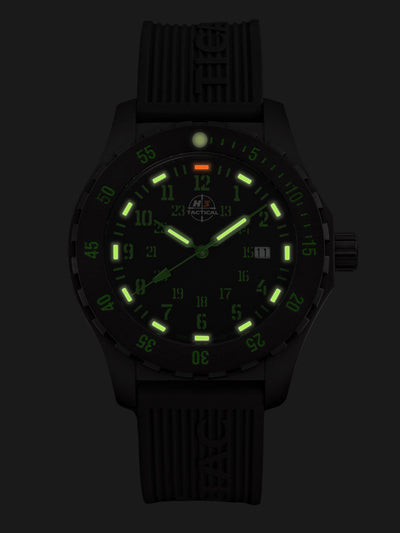 H3TACTICAL Trooper Carbon Green H3 Uhr mit Silikonband + 2 Ersatzbänder