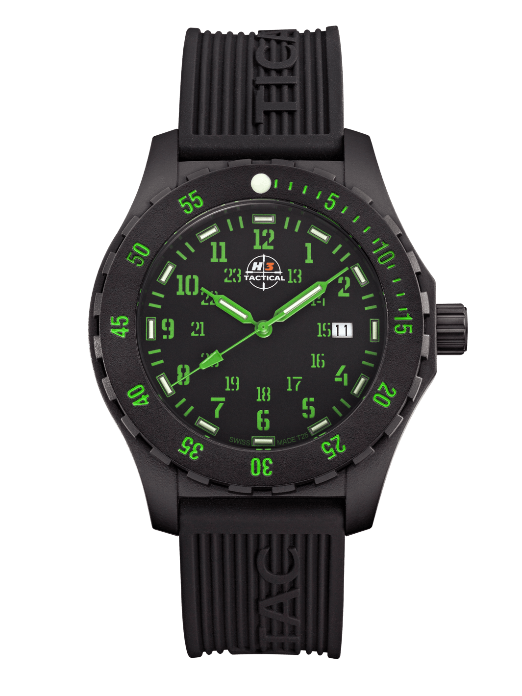H3TACTICAL Trooper Carbon Green H3 Uhr mit Silikonband