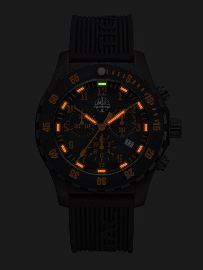 H3TACTICAL Trooper Carbon Orange Chronograph H3 Uhr mit Silikonband