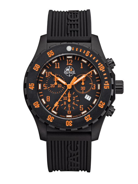 H3TACTICAL Trooper Carbon Orange Chronograph H3 Uhr mit Silikonband