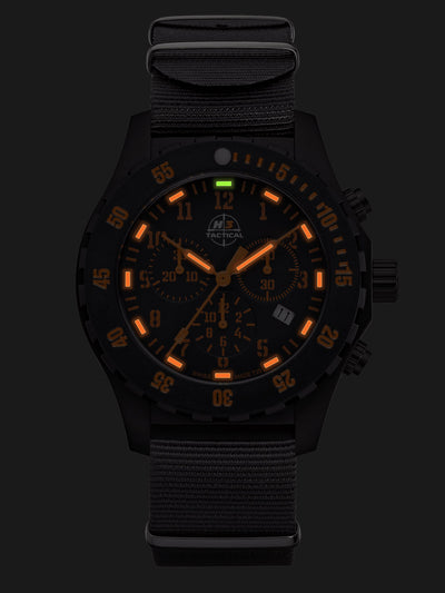 H3TACTICAL Trooper Carbon Orange Chronograph H3 Uhr mit Natoband