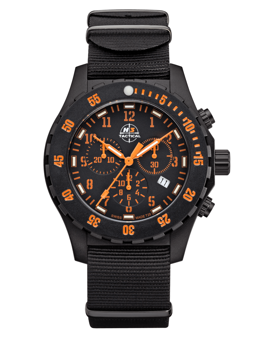 H3TACTICAL Trooper Carbon Orange Chronograph H3 Uhr mit Natoband