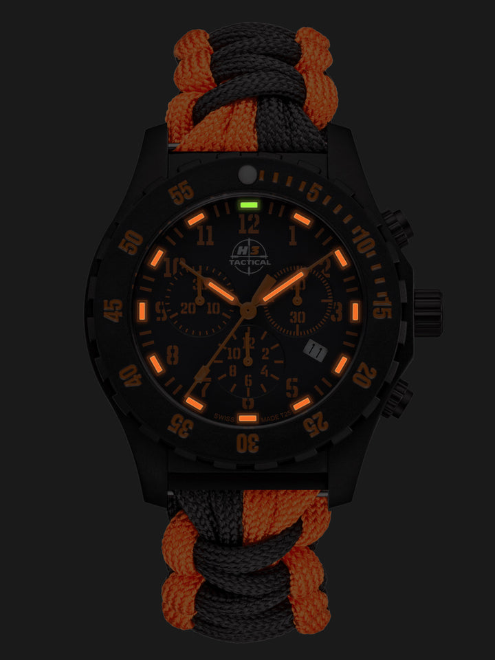 H3TACTICAL Trooper Carbon Orange Chronograph H3 Uhr mit Paracordband