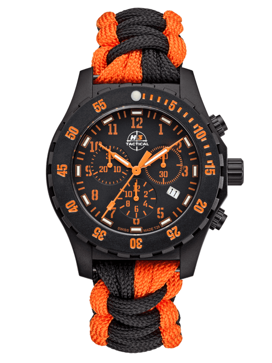 H3TACTICAL Trooper Carbon Orange Chronograph H3 Uhr mit Paracordband