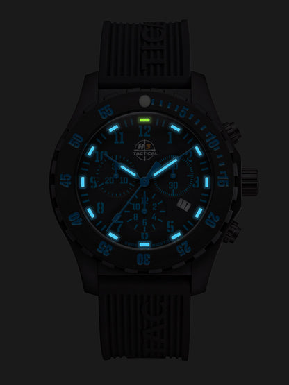 H3TACTICAL Trooper Carbon Blue Chronograph H3 Uhr mit Silikonband