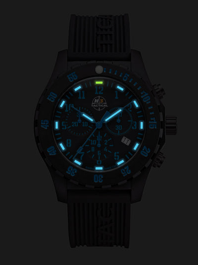 H3TACTICAL Trooper Carbon Blue Chronograph H3 Uhr mit Silikonband