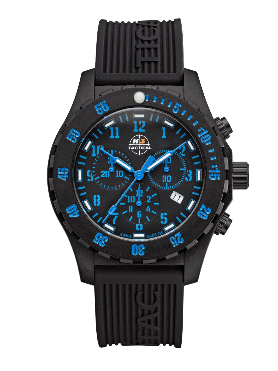 H3TACTICAL Trooper Carbon Blue Chronograph H3 Uhr mit Silikonband