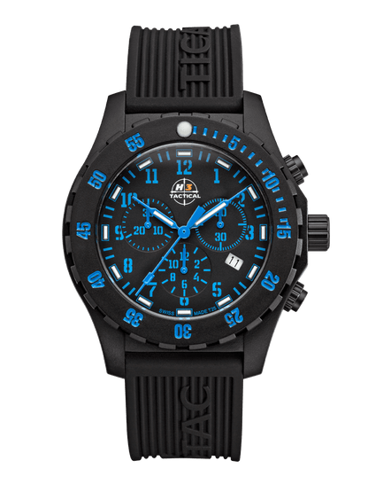 H3TACTICAL Trooper Carbon Blue Chronograph H3 Uhr mit Silikonband