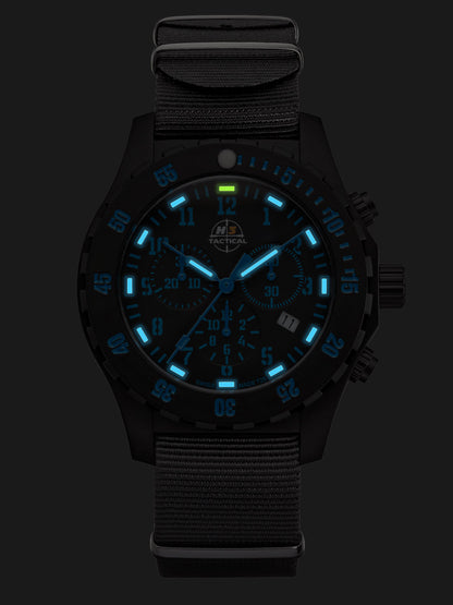 H3TACTICAL Trooper Carbon Blue Chronograph H3 Uhr mit Natoband