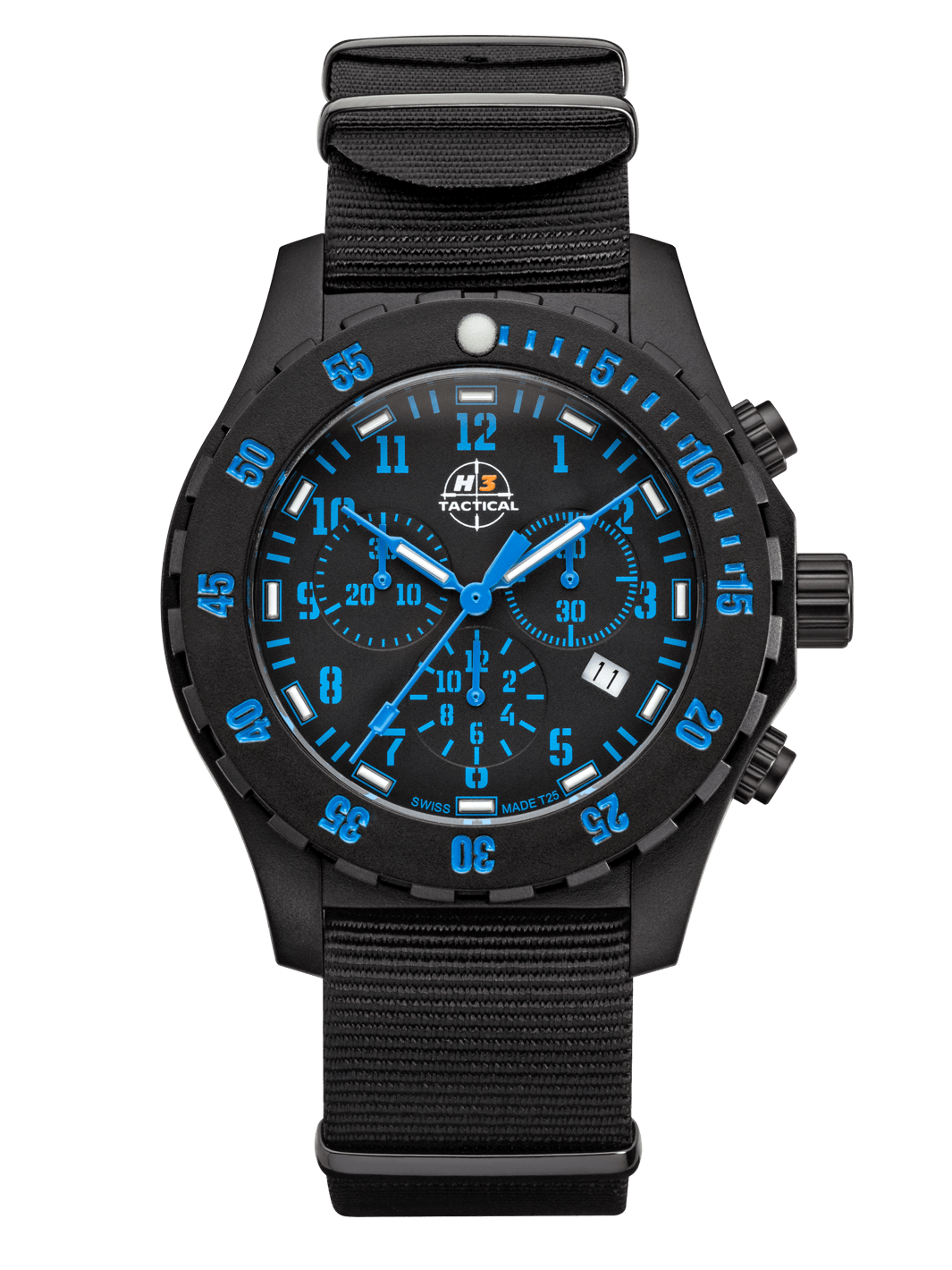 H3TACTICAL Trooper Carbon Blue Chronograph H3 Uhr mit Natoband