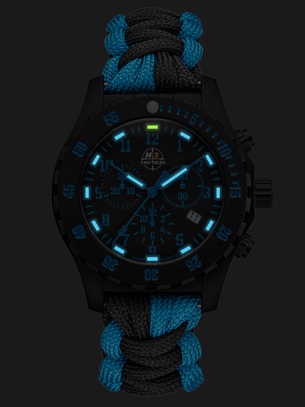 H3TACTICAL Trooper Carbon Blue Chronograph H3 Uhr mit Paracordband