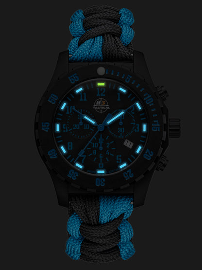 H3TACTICAL Trooper Carbon Blue Chronograph H3 Uhr mit Paracordband