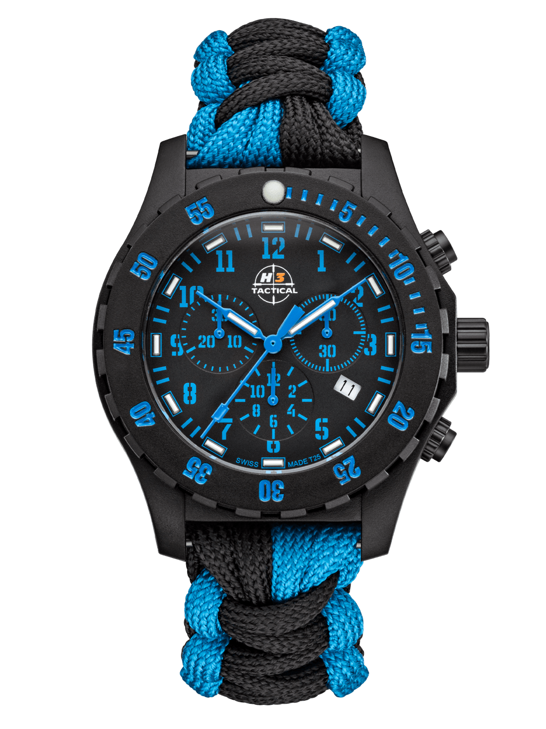 H3TACTICAL Trooper Carbon Blue Chronograph H3 Uhr mit Paracordband