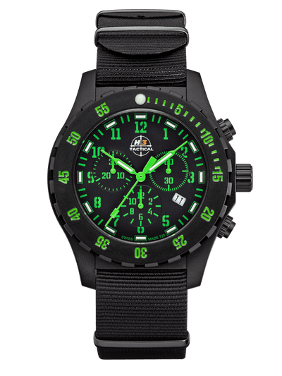 H3TACTICAL Trooper Carbon Green Chronograph H3 Uhr mit Natoband