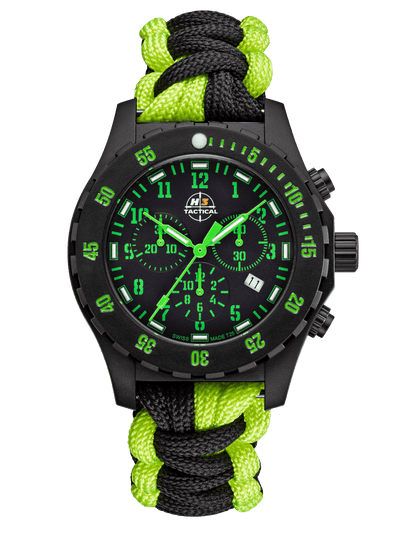 H3TACTICAL Trooper Carbon Green Chronograph H3 Uhr mit Paracordband