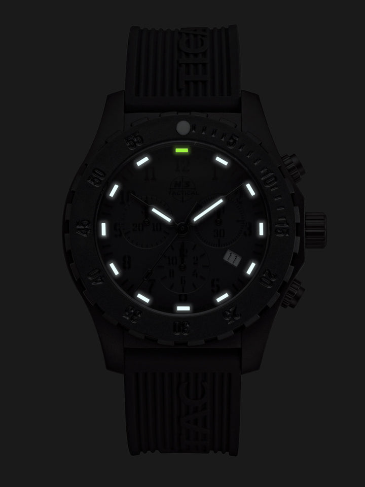 H3TACTICAL Trooper Carbon Black Chronograph H3 Uhr mit Silikonband