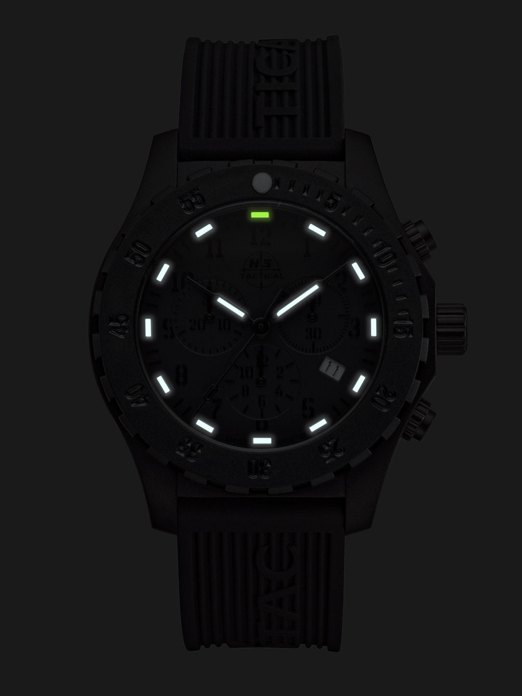 H3TACTICAL Trooper Carbon Black Chronograph H3 Uhr mit Silikonband