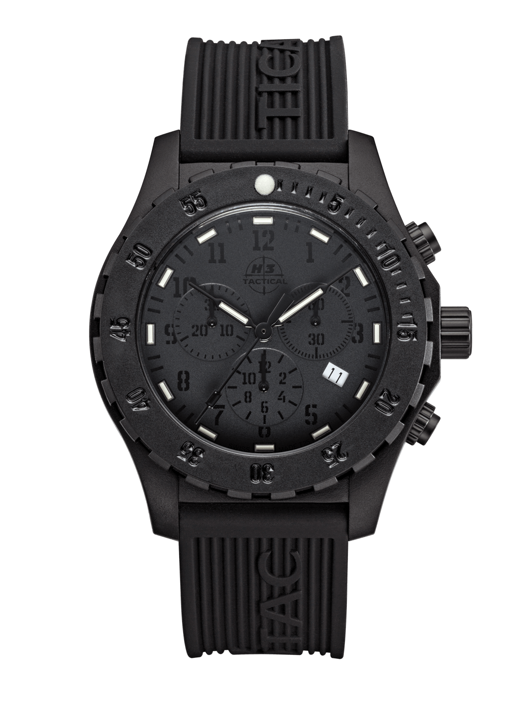 H3TACTICAL Trooper Carbon Black Chronograph H3 Uhr mit Silikonband