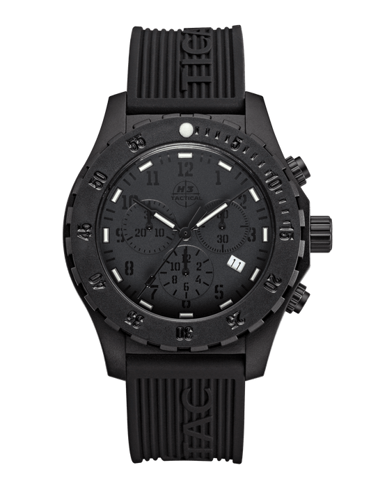 H3TACTICAL Trooper Carbon Black Chronograph H3 Uhr mit Silikonband