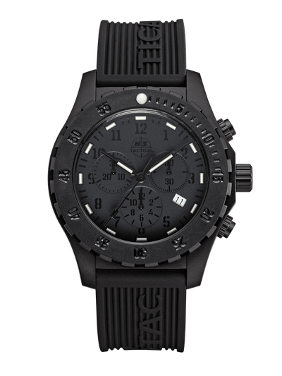 H3TACTICAL Trooper Carbon Black Chronograph H3 Uhr mit Silikonband