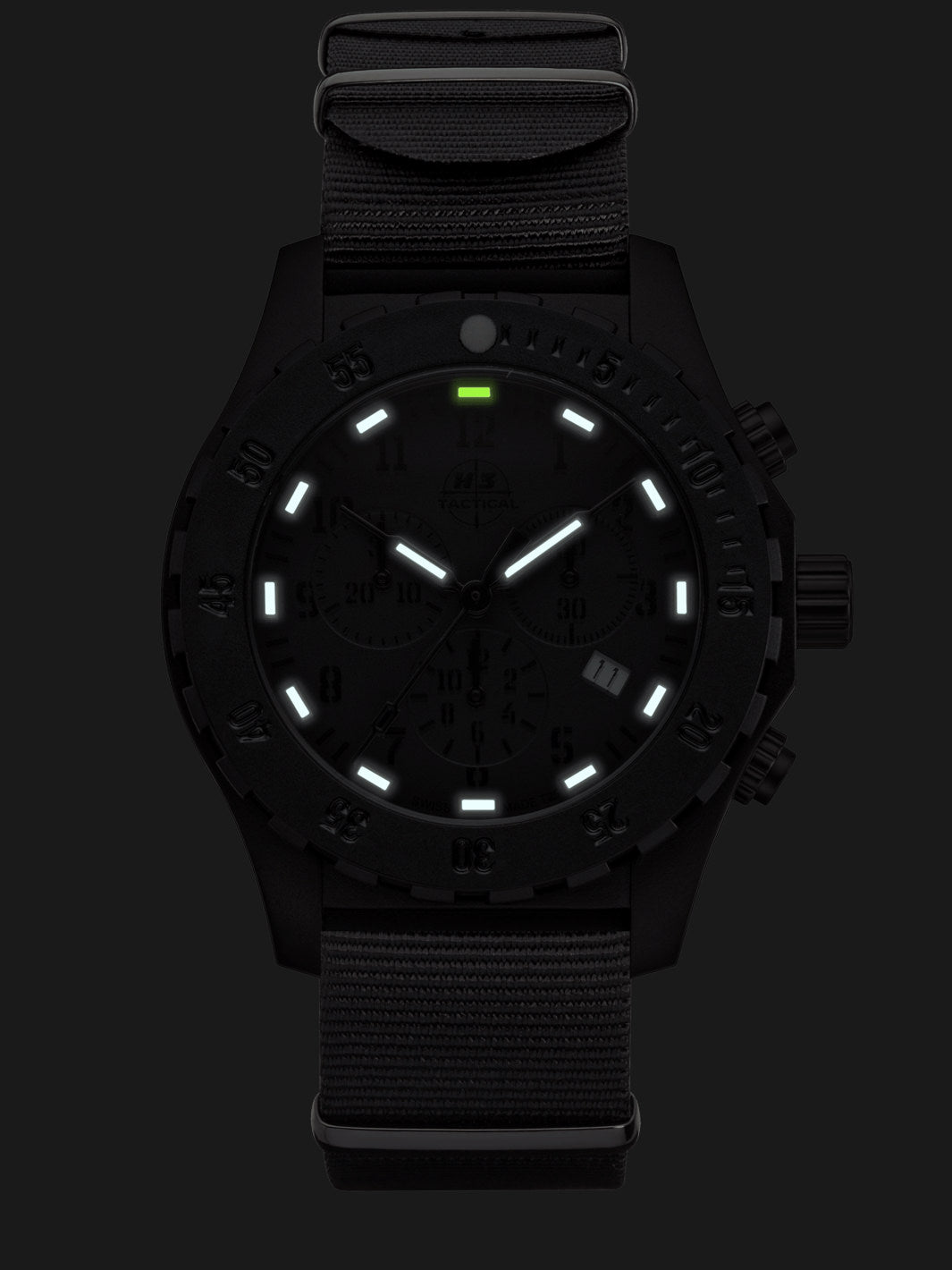 H3TACTICAL Trooper Carbon Black Chronograph H3 Uhr mit Natoband