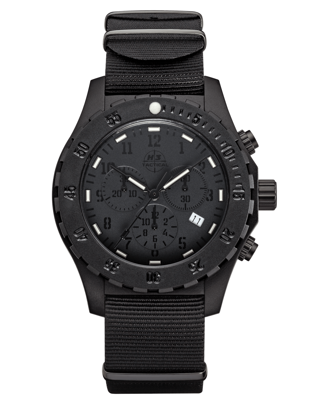 H3TACTICAL Trooper Carbon Black Chronograph H3 Uhr mit Natoband