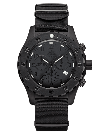 H3TACTICAL Trooper Carbon Black Chronograph H3 Uhr mit Natoband