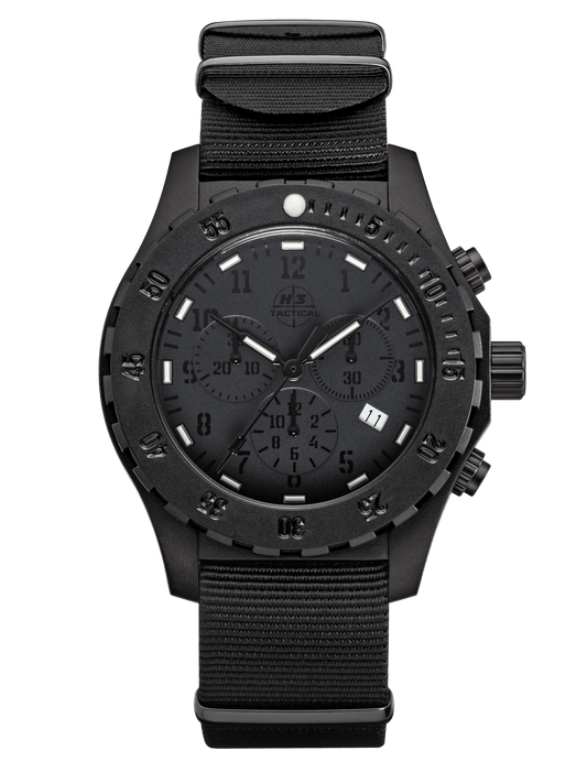 H3TACTICAL Trooper Carbon Black Chronograph H3 Uhr mit Natoband