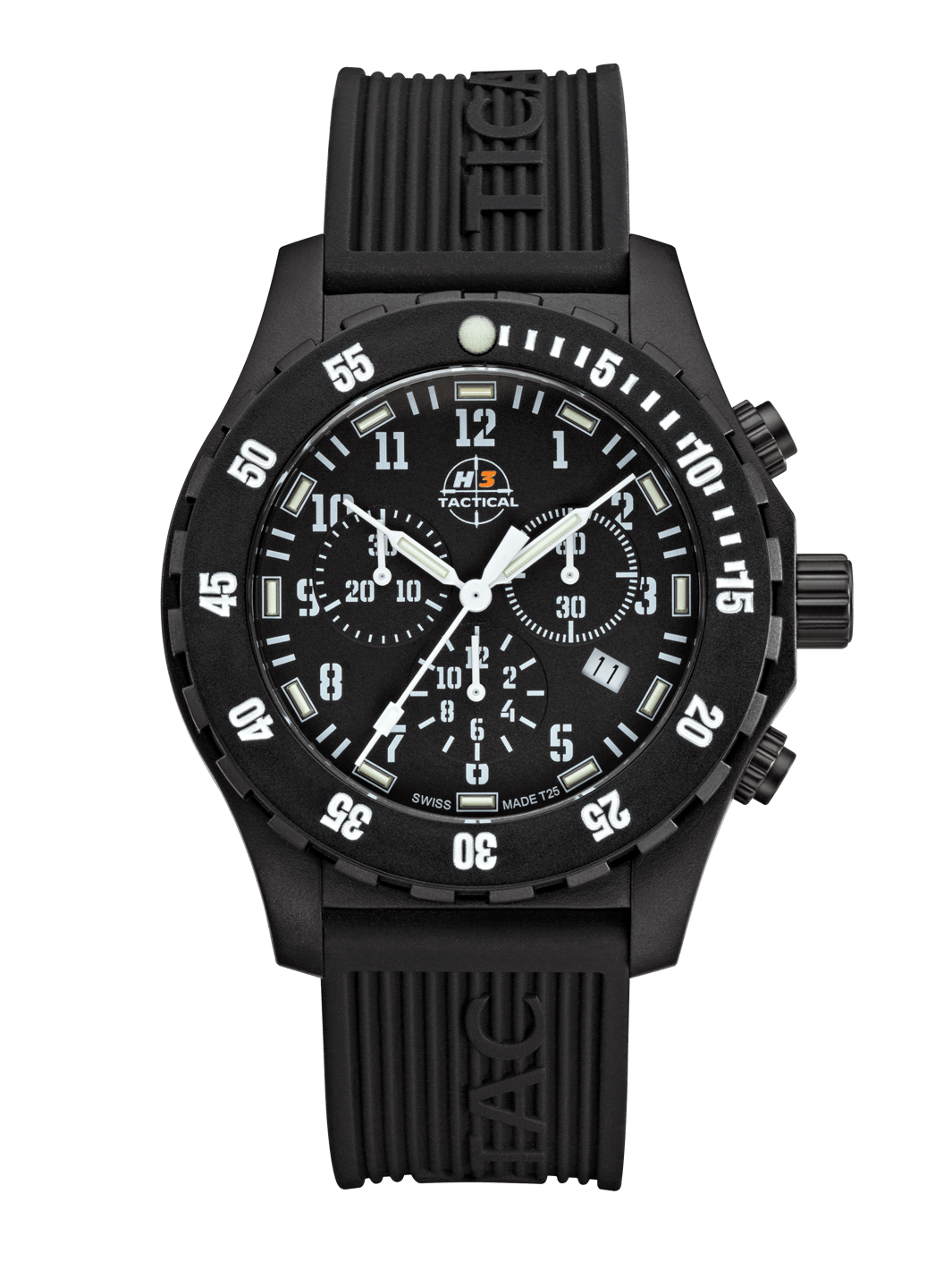 H3TACTICAL Trooper Carbon White Chronograph H3 Uhr mit Silikonband