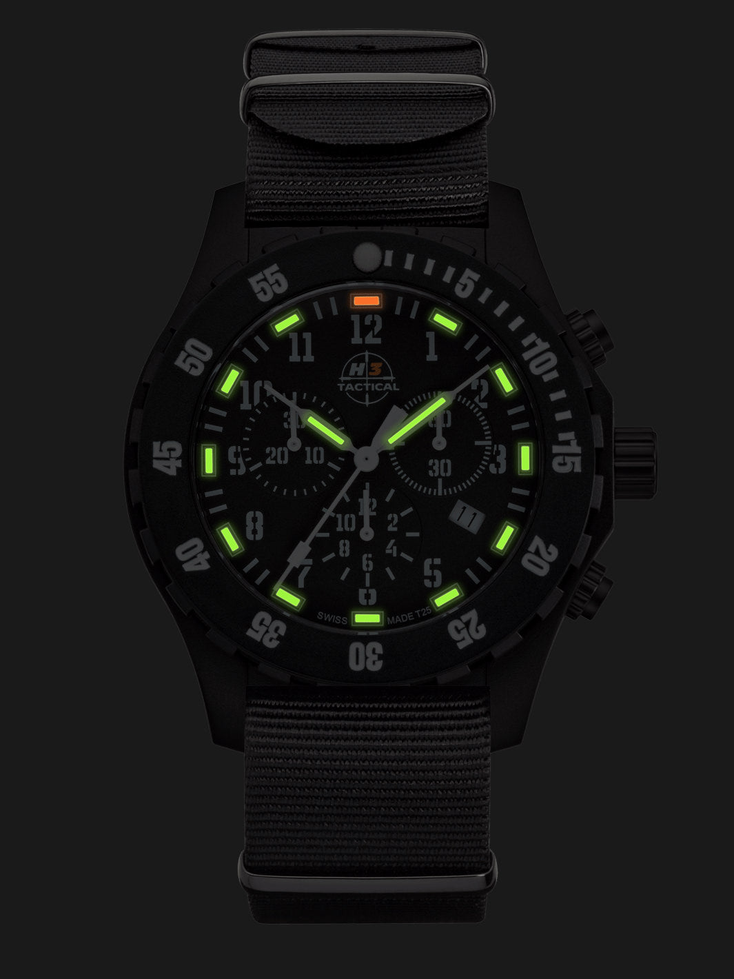 H3TACTICAL Trooper Carbon White Chronograph H3 Uhr mit Natoband